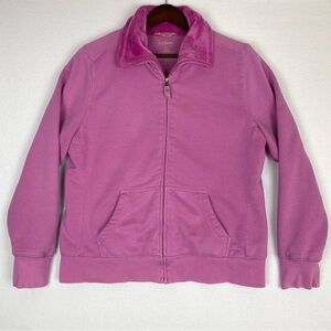L.L. Bean‎ Women’s Large Pink Sherpa Fleece Sweatshirt Full Zip Minimalist